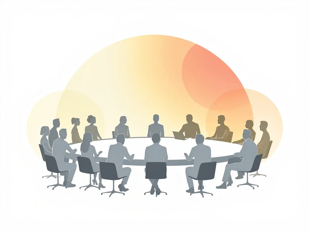 Illustration: Team am runden Tisch
